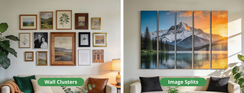 <strong>Wall Clusters vs Image Splits: Which Wall Decor Style Is Right for You?</strong>